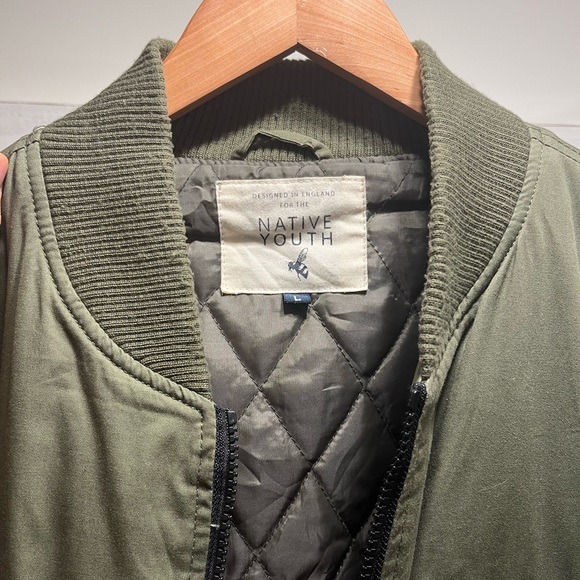 Native Youth mens bomber jacket light green with black accents - Picture 2 of 6